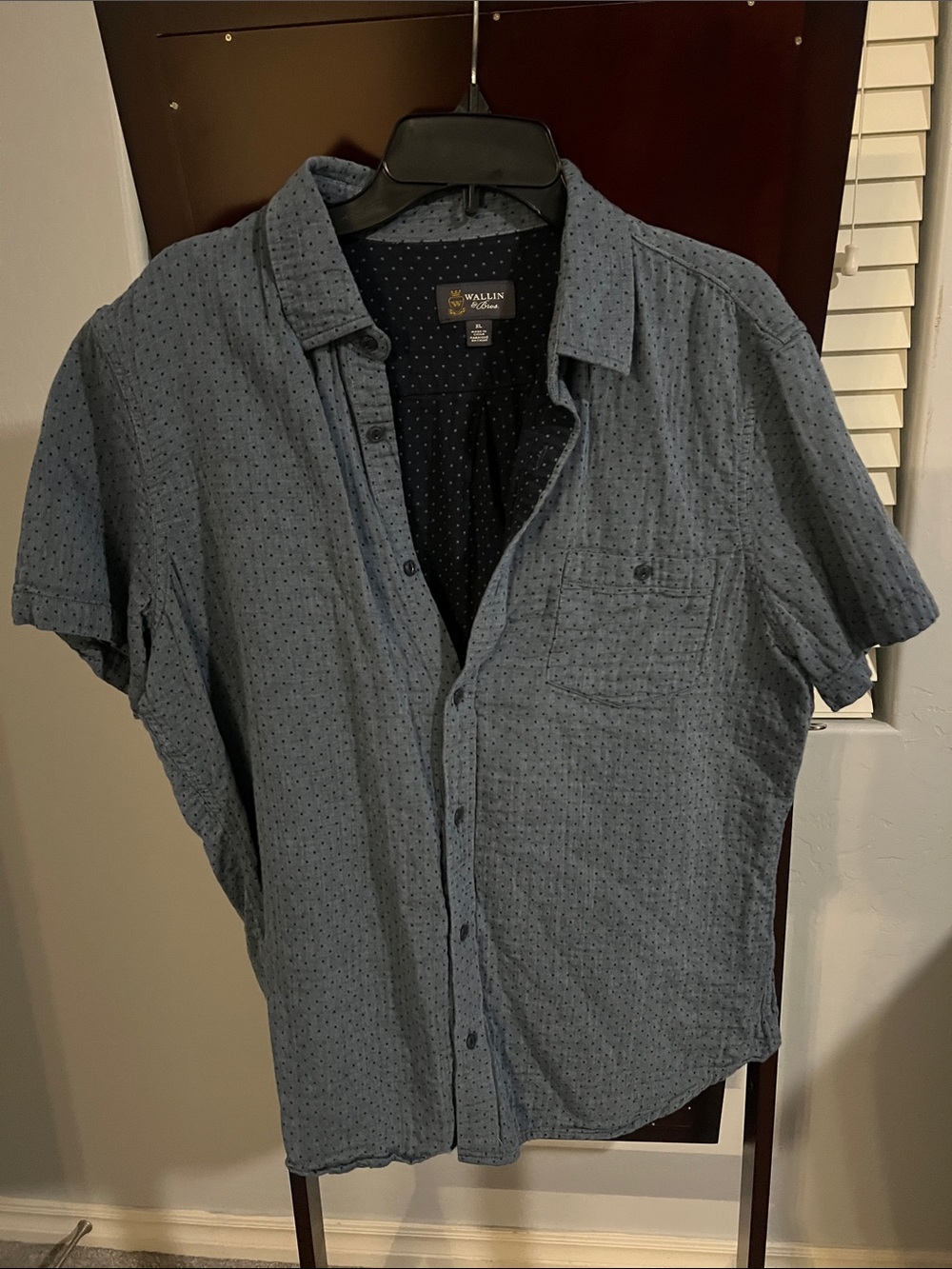 Wallin & Bros Blue Short-Sleeve Casual Button-Down Shirt